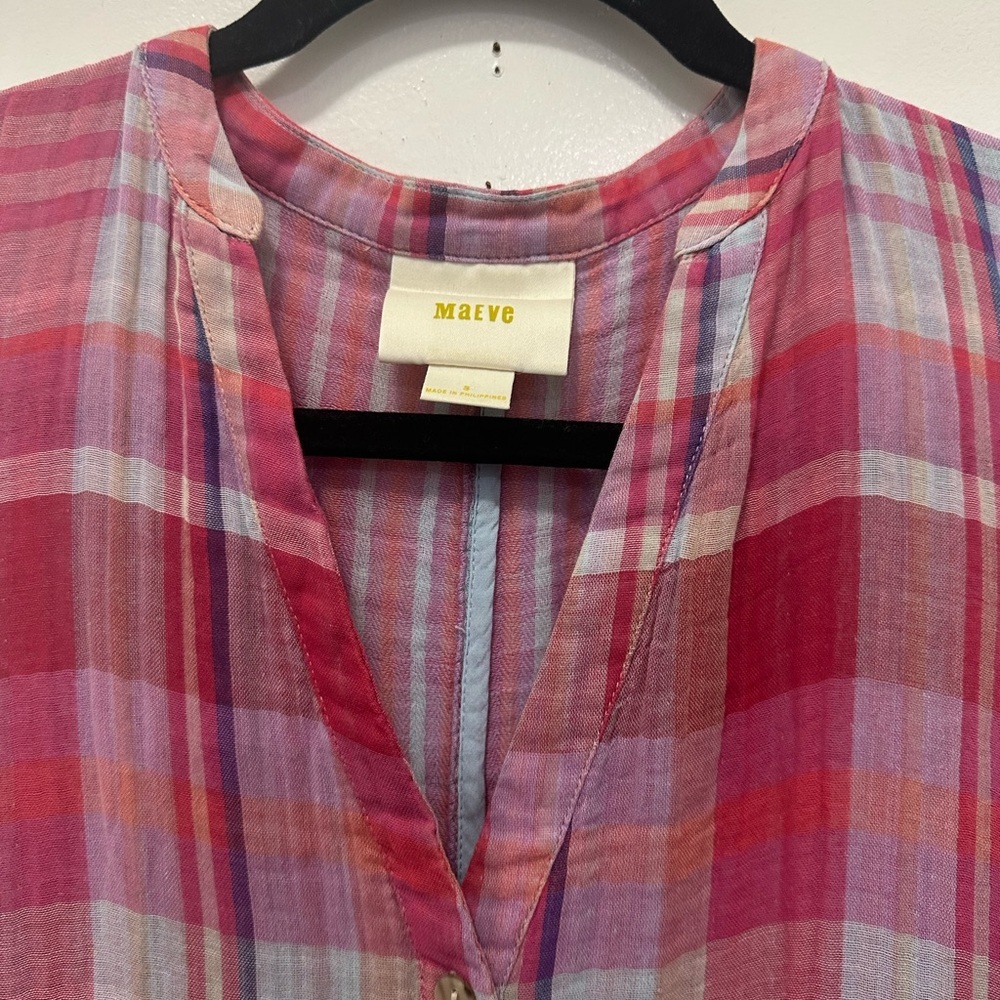 Maeve Anthropologie Plaid Swing Sleeveless Dress Sz S - Picture 7 of 10
